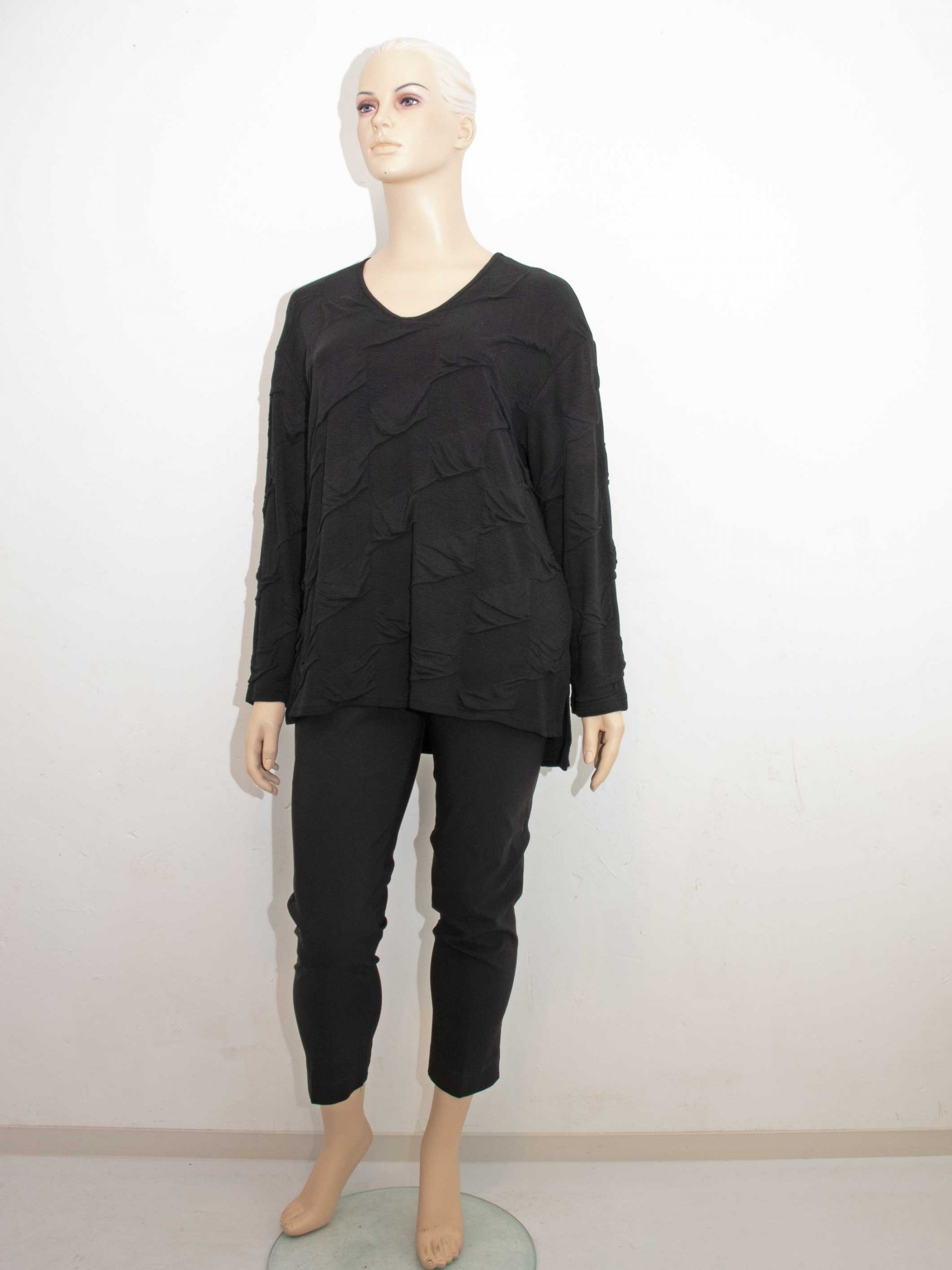 Doris Streich Shirt Bubble-Jacquard schwarz Langarm Herbst Winter große Größen Mode online