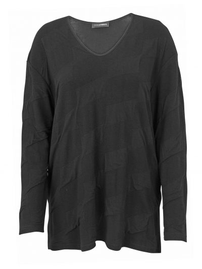 Doris Streich Shirt Bubble-Jacquard schwarz Langarm Herbst Winter große Größen Mode online