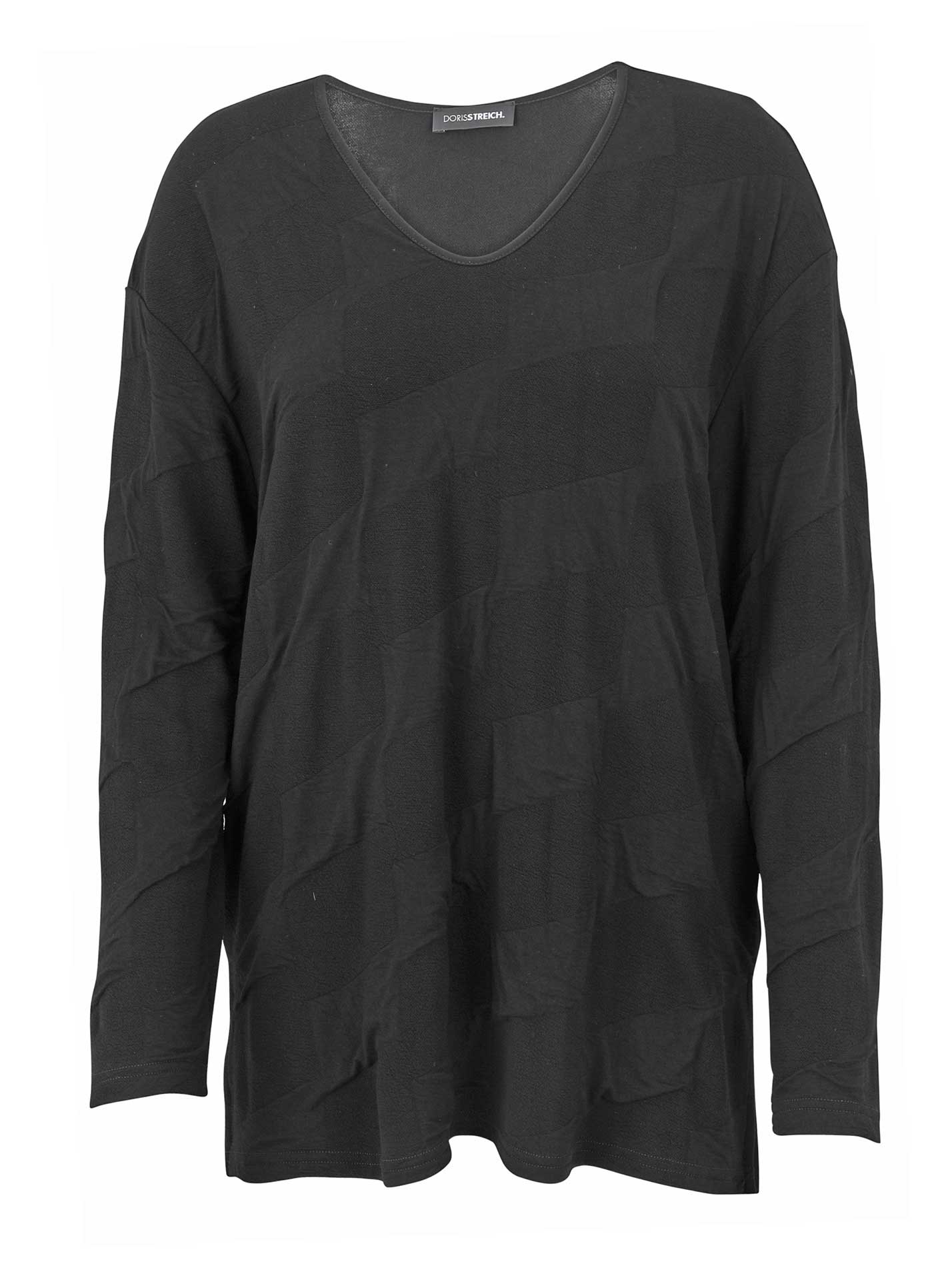 Doris Streich Shirt Bubble-Jacquard schwarz Langarm Herbst Winter große Größen Mode online