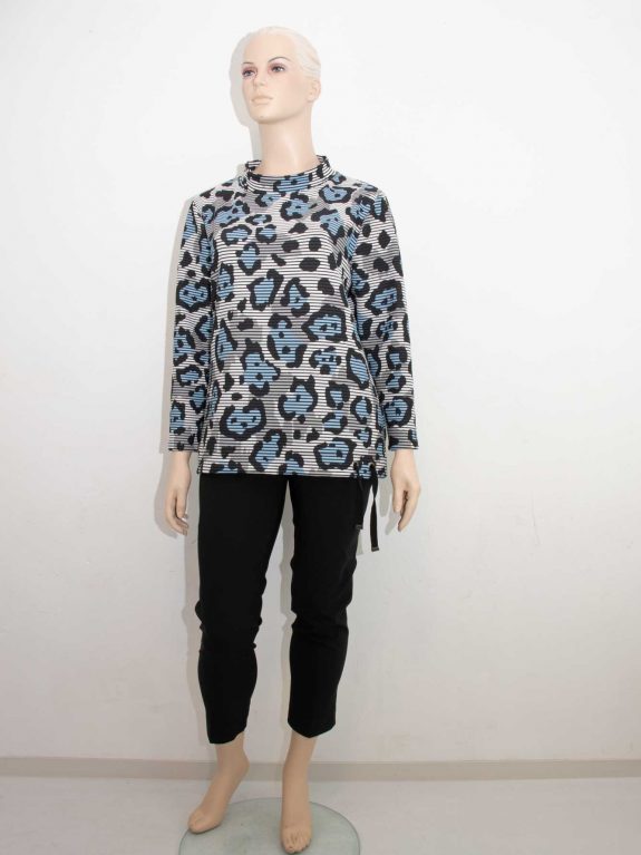 Sweatshirt Ottoman Rippe Leo blau erbst Winter Große Größen Mode online