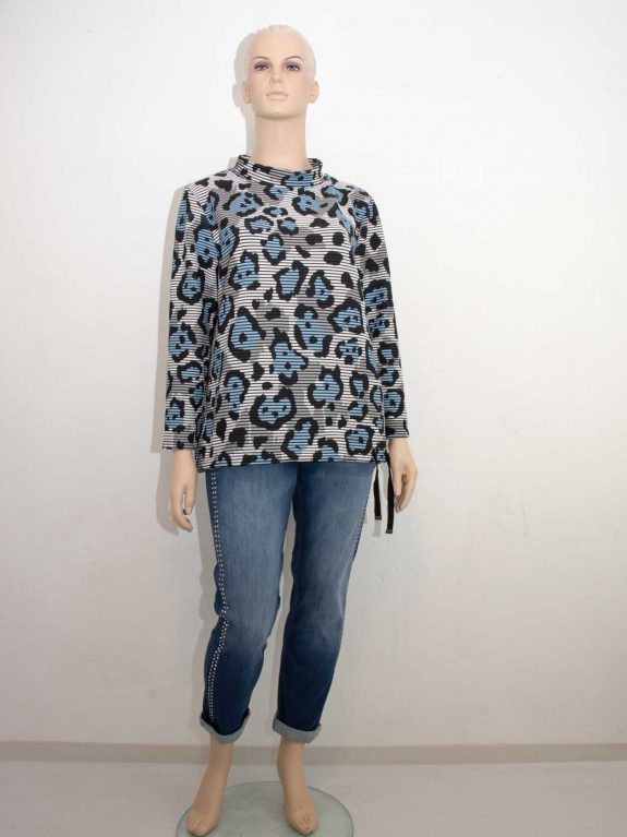 Sweatshirt Ottoman Rippe Leo blau erbst Winter Große Größen Mode online