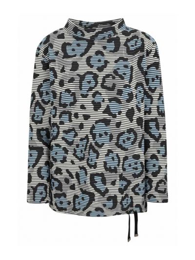 Sweatshirt Ottoman Rippe Leo blau erbst Winter Große Größen Mode online