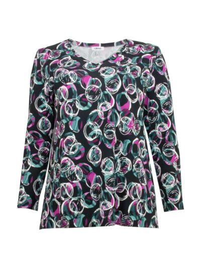 KjBRAND SweatShirt Kugeln petrol pink Langarm Herbst Winter große Größen Mode online