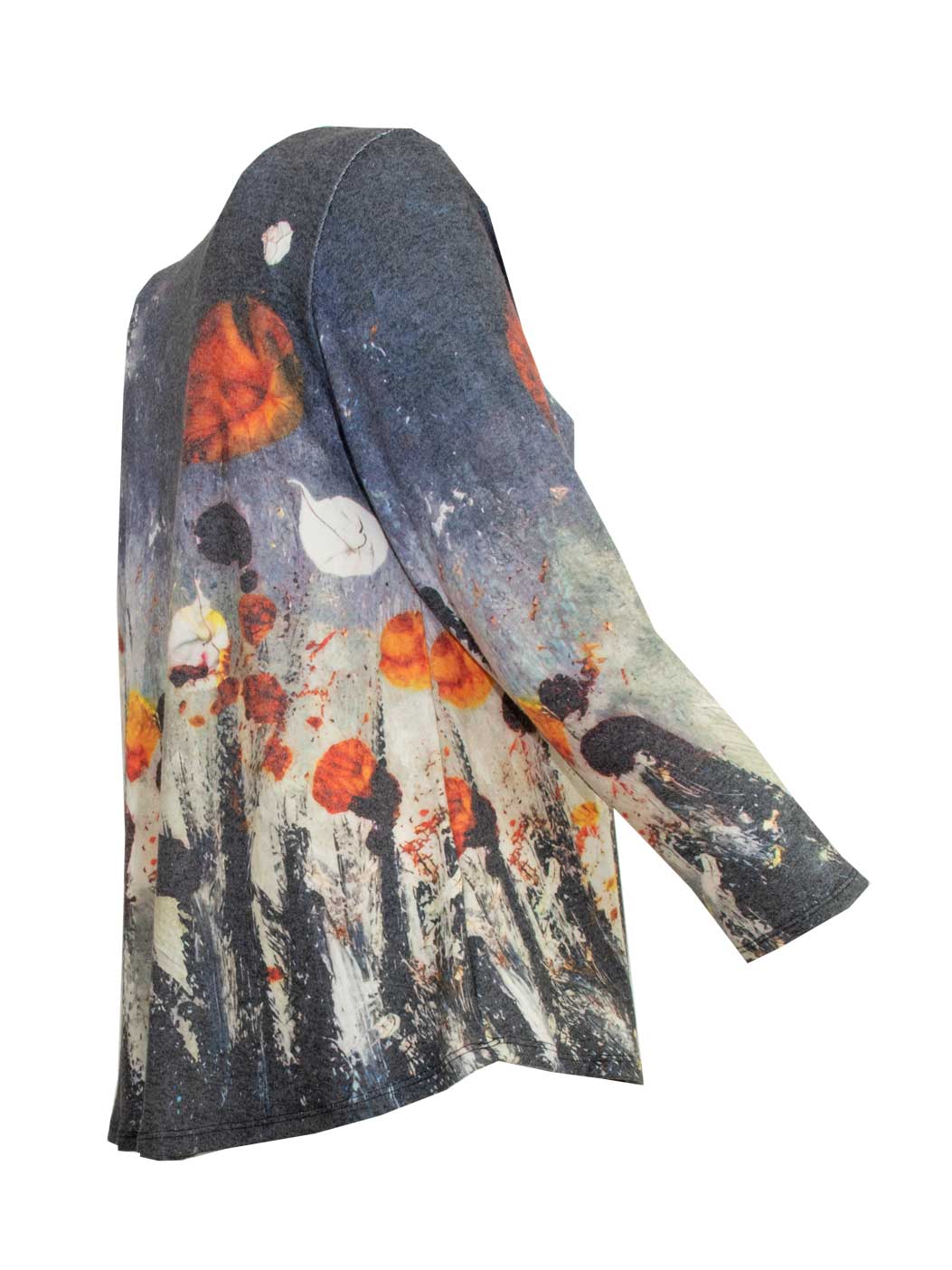 Pulli-Shirt winterlicher Look grau Winter-Kunst Langarm Flausch herbst Winter große Größen Mode online