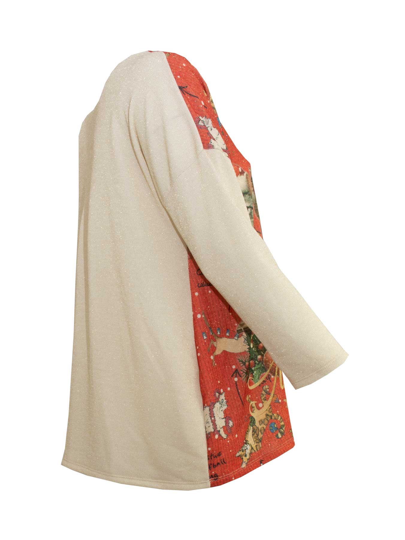 Pulli-Shirt Weihnachten Katzen Lurex flauschig Herbst Winter große Größen Mode online