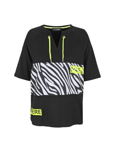 Doris Streich Sweatshirt ColorBlock Kordel schwarz limone große Größen Mode online