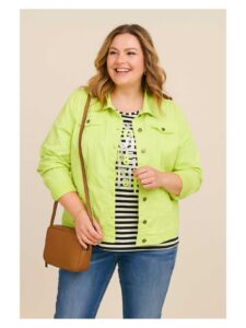 Doris Streich Blouson-Jacke Baumwolle Stretch limone große Größen Mode online