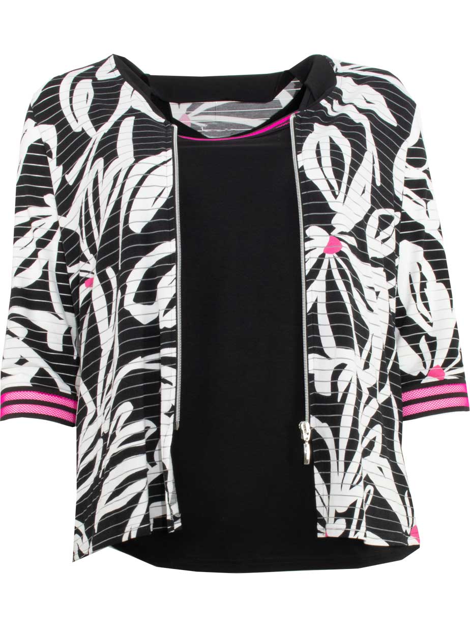 Doris Streich TwinSet Ausbrenner schwarzweiß pink Frühjahr Sommer große Größe Mode online