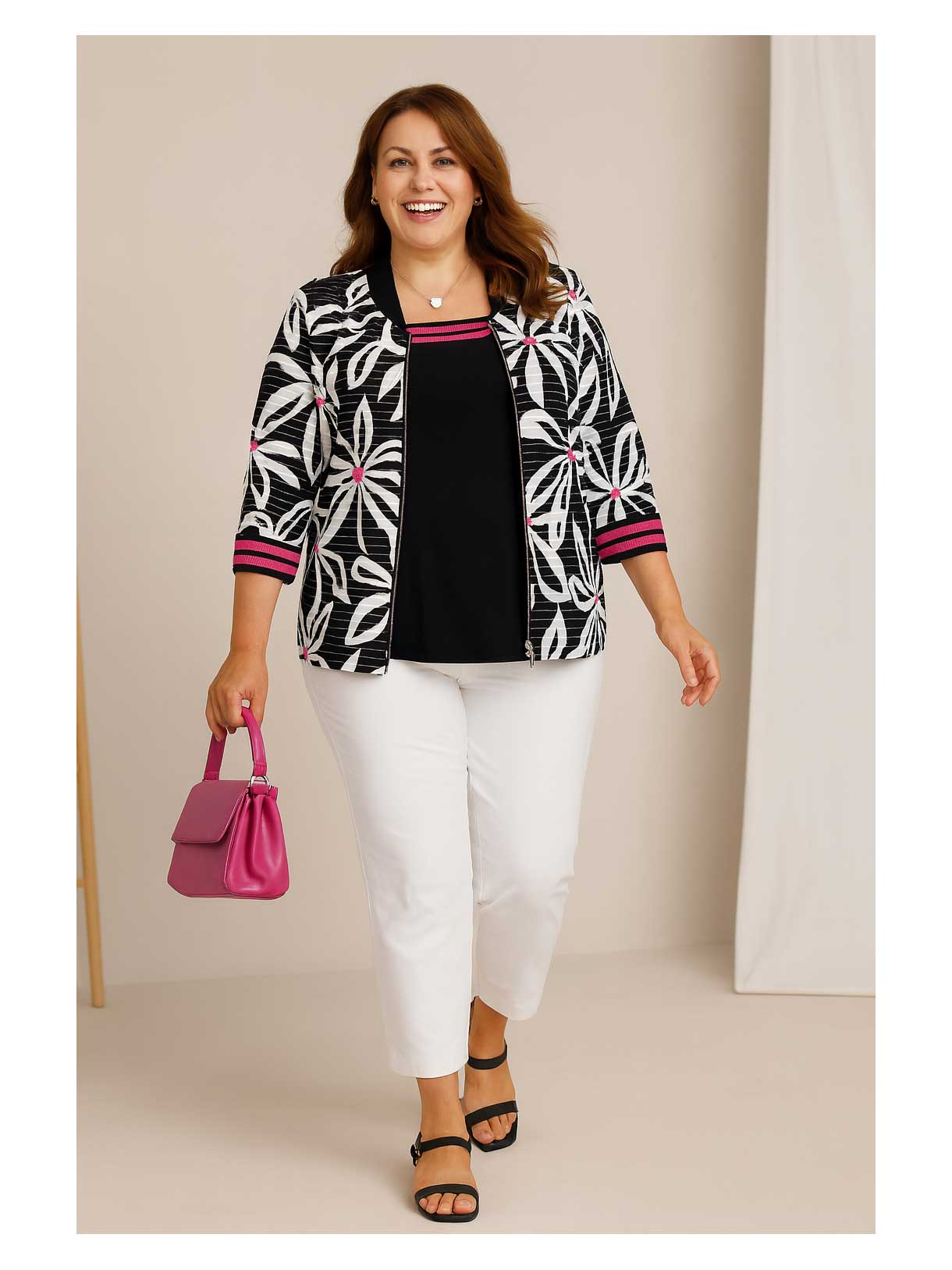 Doris Streich TwinSet Ausbrenner schwarzweiß pink Frühjahr Sommer große Größe Mode online