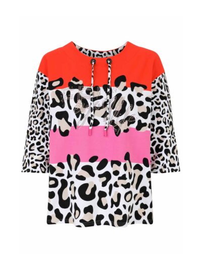 Doris Streich Sweatie Colorblock pink orange animal große Größen Frühjahr Sommer Mode online