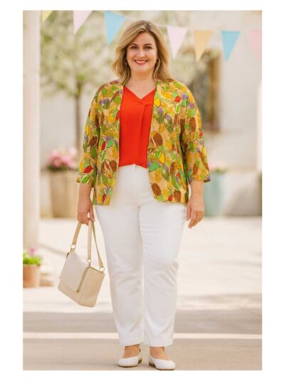 Elena Miro Outfit Softblazer bunter Druck Frühjahr Sommer große Größen Mode