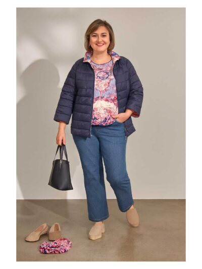 Elena Miro Outfit Stepp-Wendejacke Navy Rankenmuster Frühjahr Sommer große Größen Mode