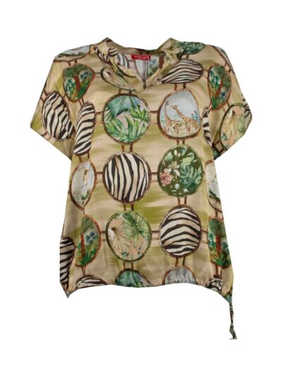 Mona Lisa Tunika-Shirt Druck Kugeln khaki oliv Frühjahr Sommer große Grö0en Mode