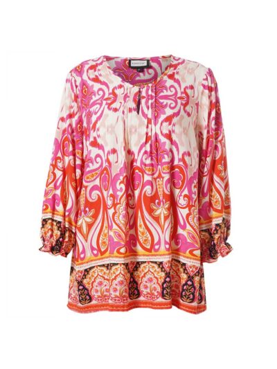 Gozzip Tunika-Bluse Orament-Druck pink Frühjahr Sommer große Größen Mode online