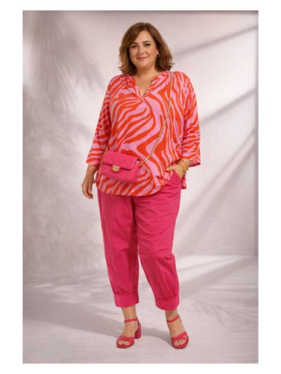 Gozzip Tunika pink orange Hose Barrel Leg bagyy Frühjahr Sommer große größen Mode