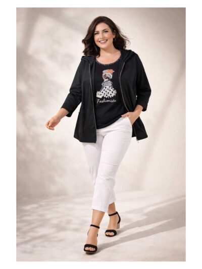 KjBRAND Jacke Sensitive schwarze Kapuze seeyou shirt fashionista große Größen Mode