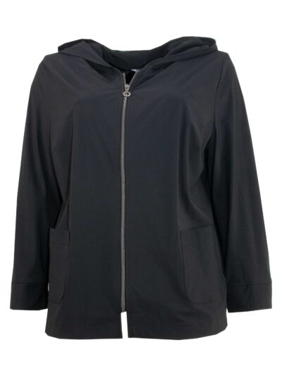 KjBRAND Jacke Sensitive schwarze Kapuze Reißverschluss große Größen Mode