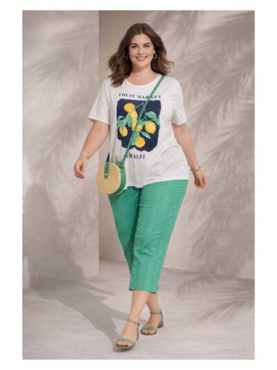 KjBRAND Shirt Kurzarm weiß Zitronen Amalfi Capri Wash & Go Frühjahr Sommer große Größen Mode