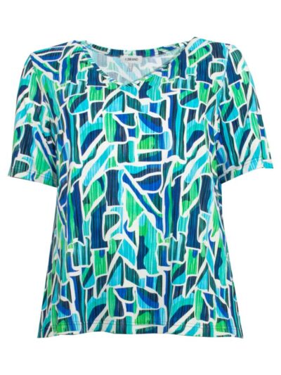 KjBRAND Shirt blau grün geometrisch kurz Frühjahr Sommer große Größen Mode