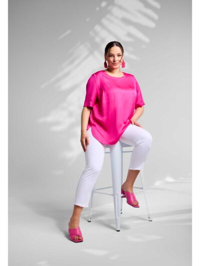 KjBRAND Tunika Halbarm uni pink Glanz Frühjahr Sommer große Größen Mode