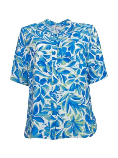 KjBRAND Bluse Floraldruck Blaugrün Halbarm lang Frühjahr Sommer große Größen Mode
