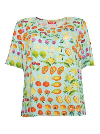 Mona Lisa Sommer Shirt Früchte Print Kurzarm Frühjahr große Größen Mode