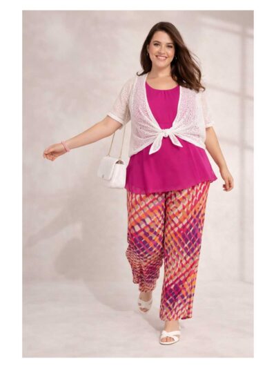 Mona Lisa Outfit Hose gemustert pink orange Sommer große Größen Mode