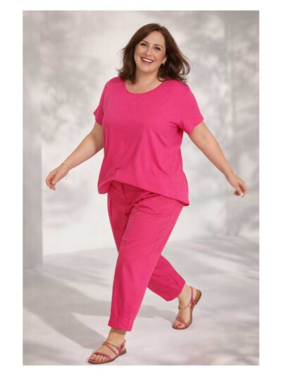 Gozzip Shirt Kurzarm pink Spruch Barrel Leg Hose Frühjahr Sommer große Größen Mode