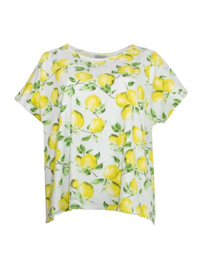 Kurzarmshirt Baumwolle Zitronen-Druck Frühjahr Sommer große Größen Mode
