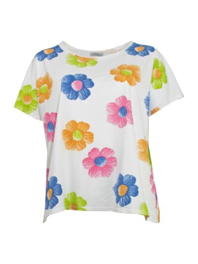 Kurzarmshirt Baumwolle Blumen Druck Frühjahr Sommer große Größen Mode