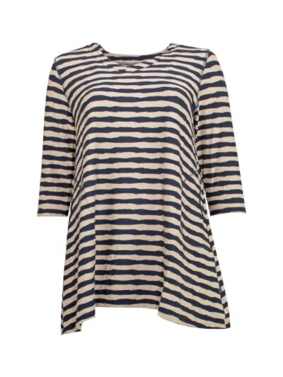 Pont Neuf Tunika asymmetrisch Wellen blau beige Frühjahr große Größen Mode