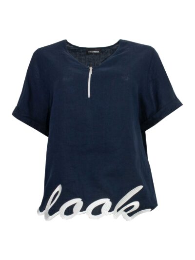 Doris Streich Leinen-Shirt LOOK blau Frühjahr Sommer große Größen Mode