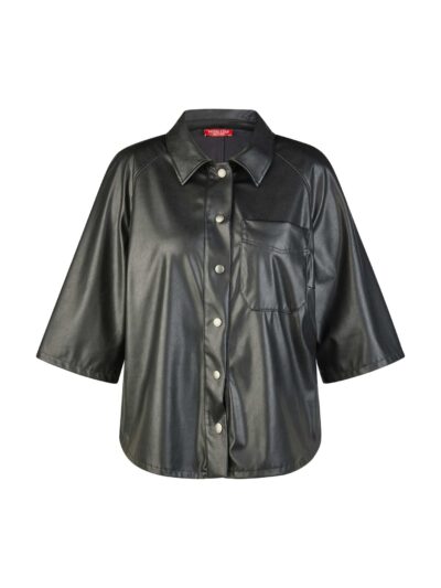 Mona Lisa Faux Leder Jacke 3/4 Arm schwarz große Größen Mode