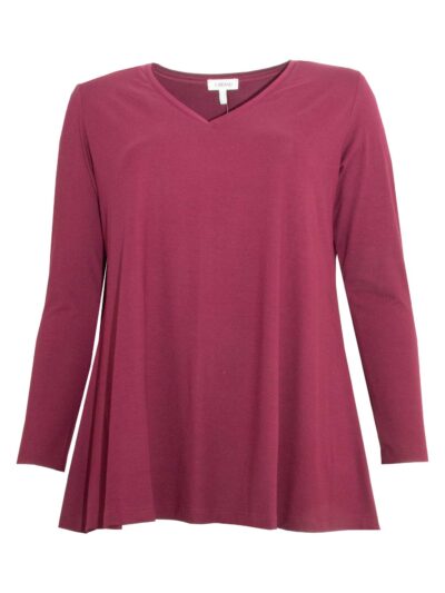 KjBRAND Longshirt A-Form uni bordeaux Langarm Herbst große Größen Mode