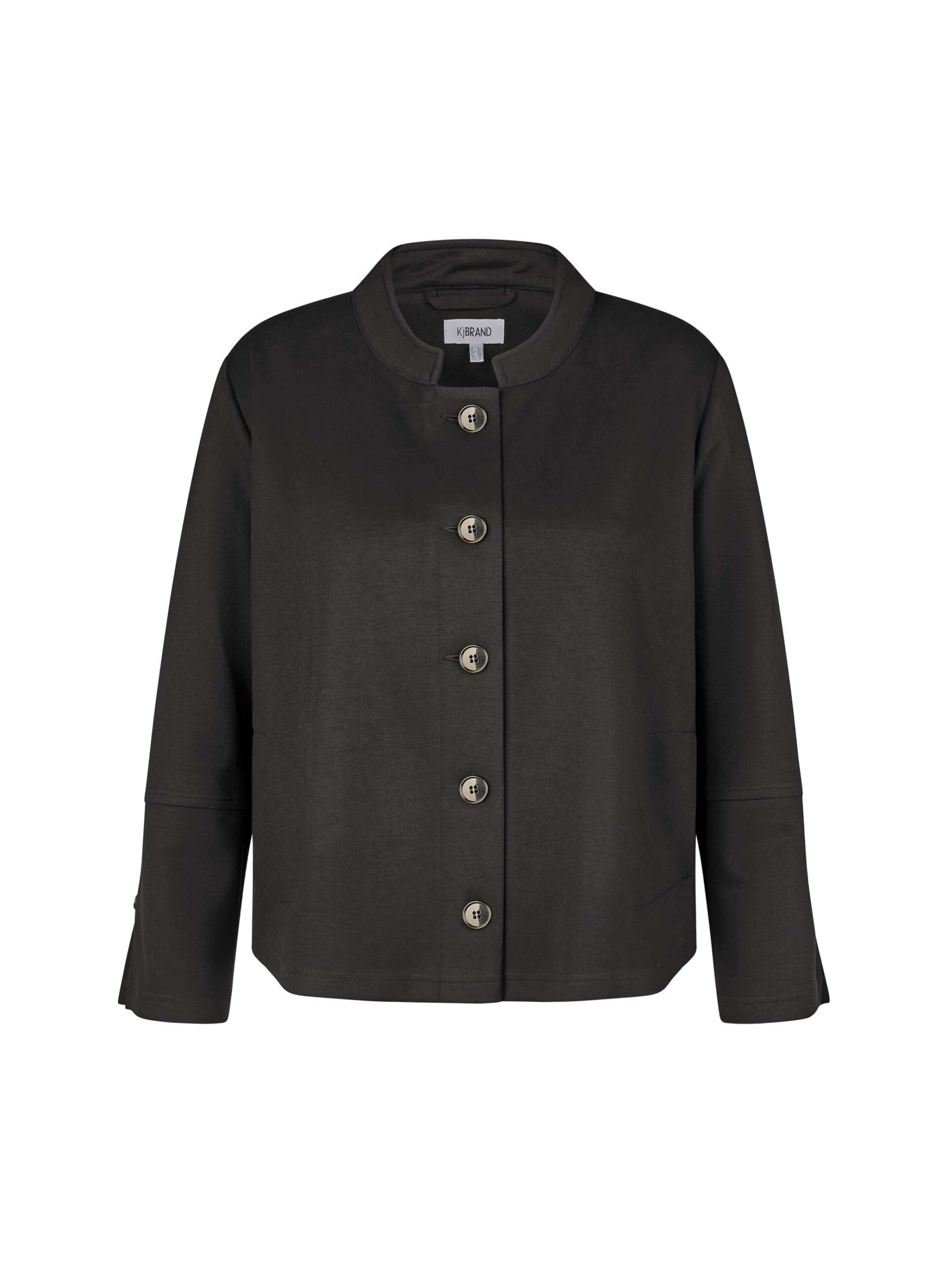 KjBRAND Kurzjacke Jersey schwarz geknöpft große Größen Herbst Mode