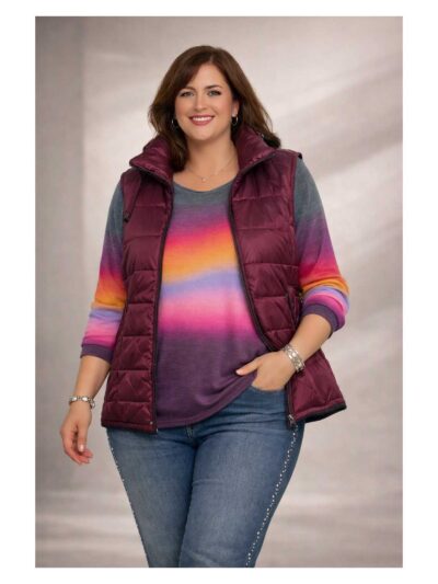 Doris Streich Pulli Cashmere Touch Farbverlauf aubergine Herbst Übergrößen Mode für Plus Size im Curvy by BiNA Online Shop, schneller Versand, große Auswahl große Größen Mode