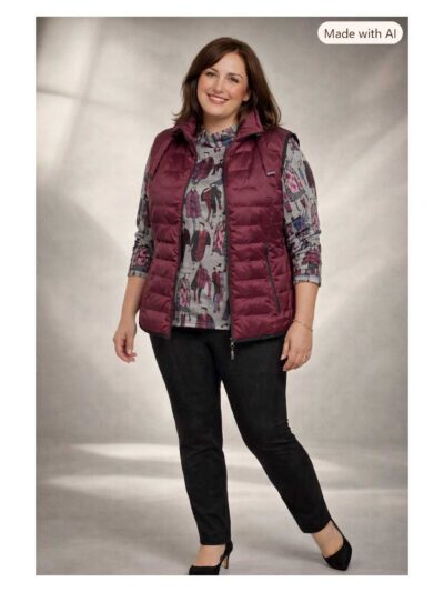 Doris Streich Pulli-Shirt Fashionista weinrot grau Herbst große Größen Mode