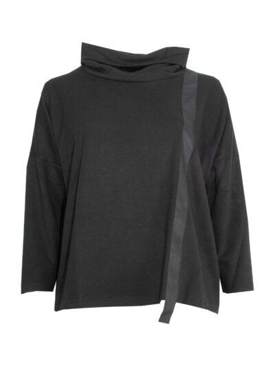 Gozzip weiches Rolli-Shirt Ripsband schwarz Herbst große Größen Mode