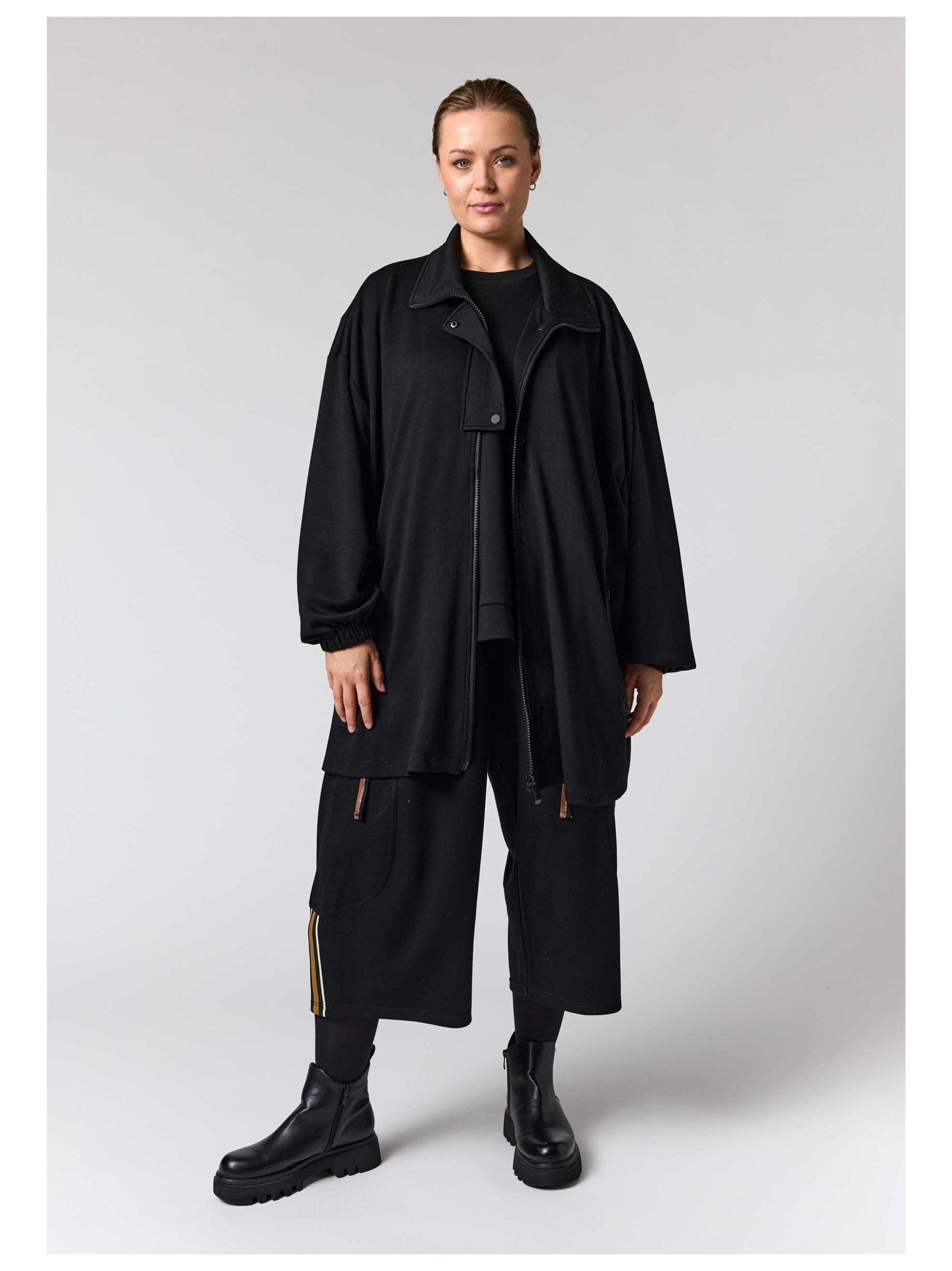 Gozzip Oversized Jersey-Jacke mit Stehkragen große Größen Mode