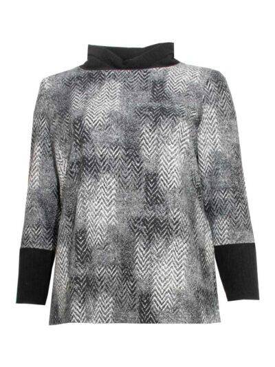 Mona Lisa Pullover-Shirt grau Cashmere Touch Strickrolli Herbst große Größen Mode