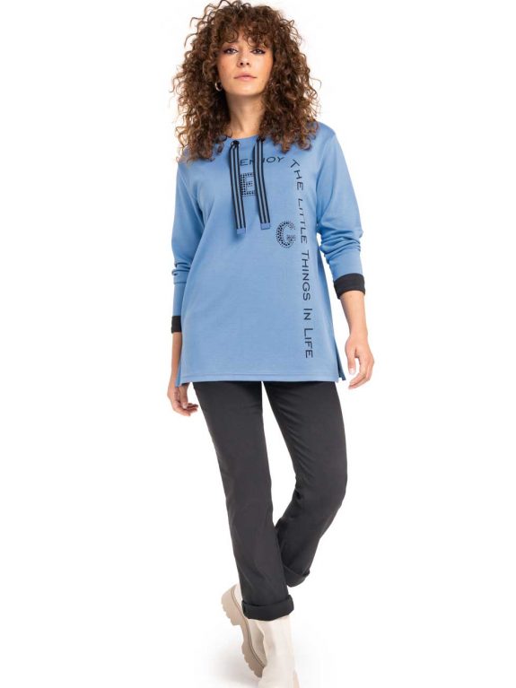 Doris Streich Sweatshirt himmelblau Glitzer große Größen Mode online kaufen